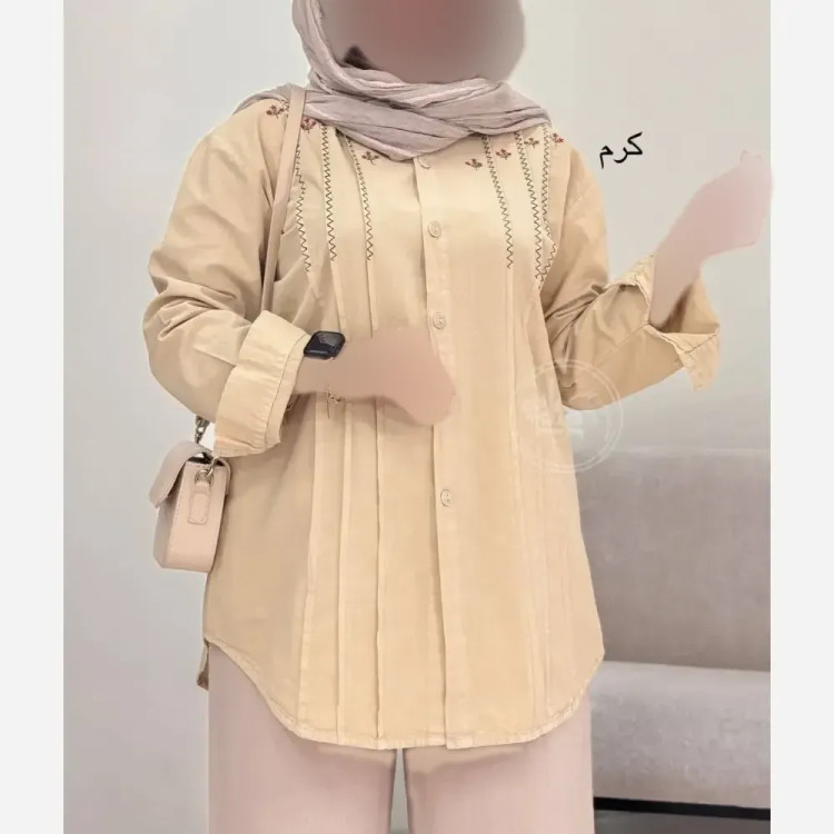شومیز زنانه مدل ریحان جنس الیاف طبیعی فری سایز 36 تا 46
