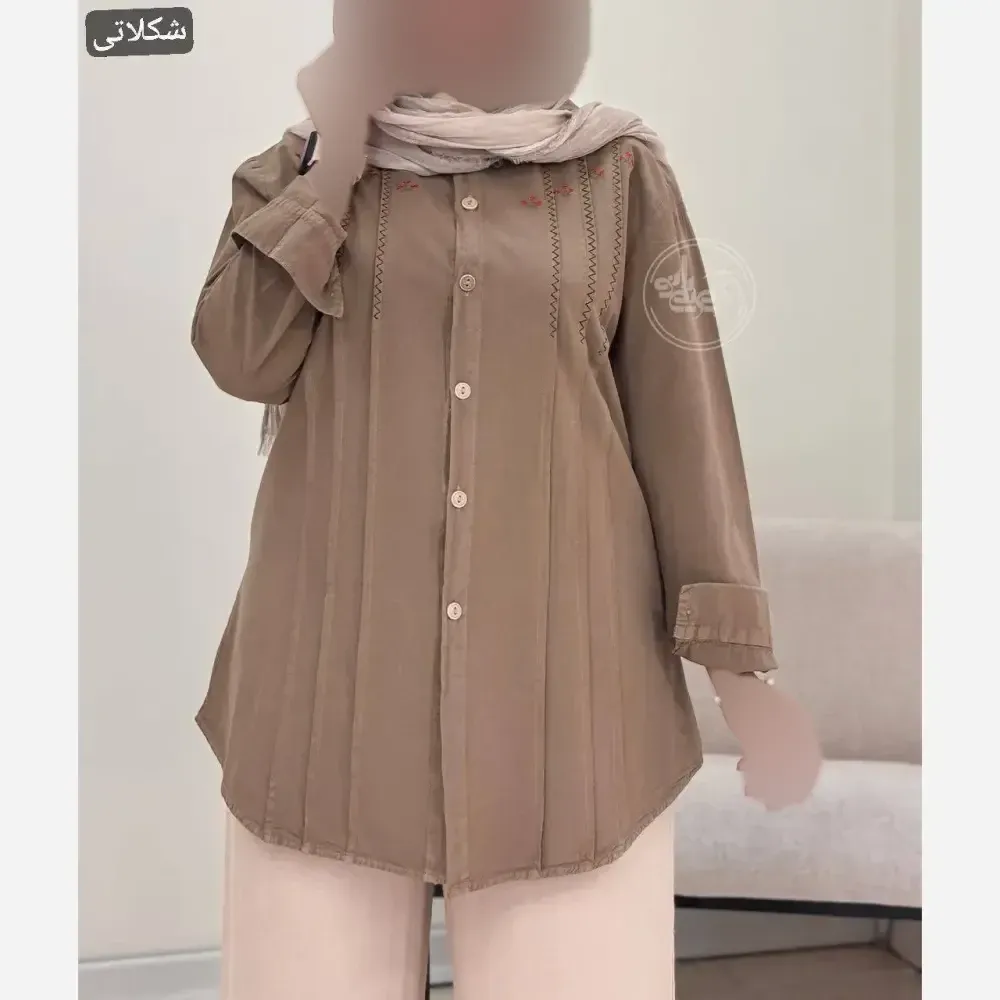شومیز زنانه مدل ریحان جنس الیاف طبیعی فری سایز 36 تا 46