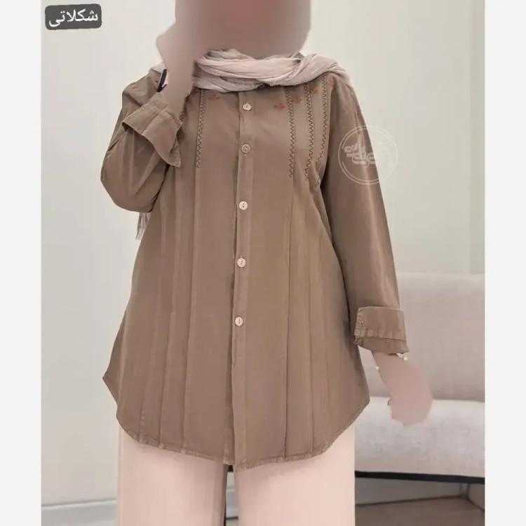 شومیز زنانه مدل ریحان جنس الیاف طبیعی فری سایز 36 تا 46
