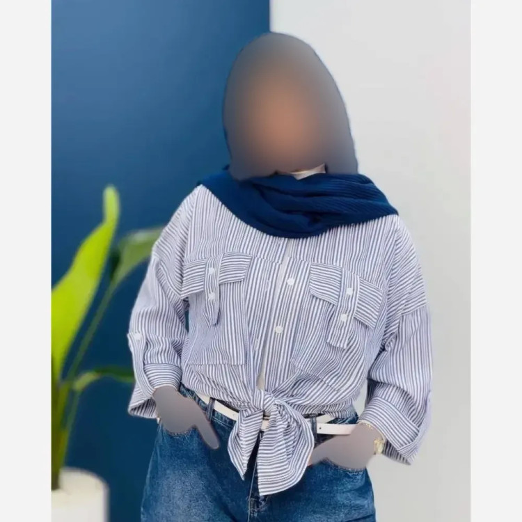 شومیز مانتویی راه راه زنانه جنس تترون فری سایز مناسب سایز 38 تا 48