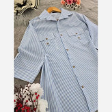 شومیز مانتویی راه راه زنانه جنس تترون فری سایز مناسب سایز 38 تا 48