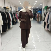 ست مانتو شلوار زنانه جنس مراکشی مدل بسکوییتی فری سایز (38 تا 50)