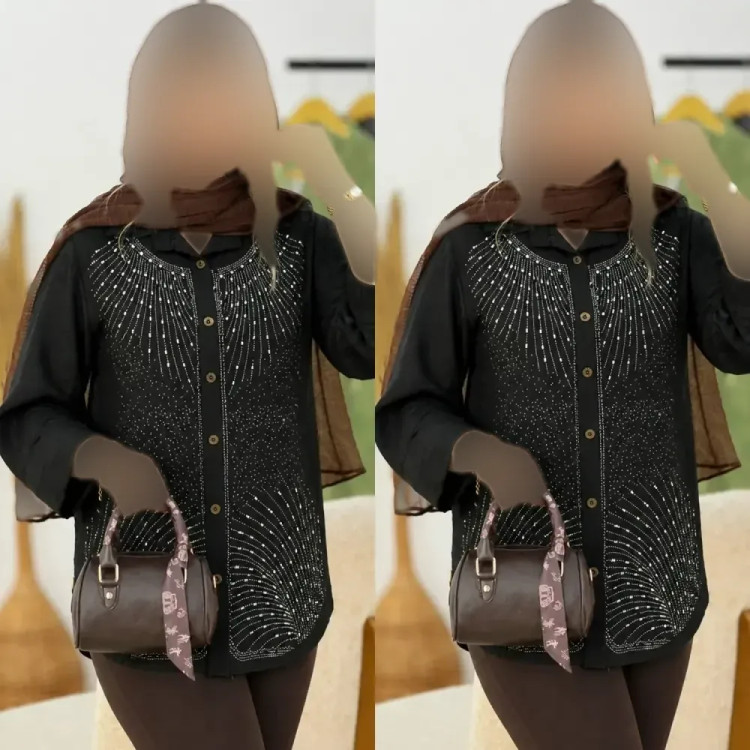 شومیز زنانه مدل سولماز جنس شانتون صوفیا سایز بزرگ فری سایز 38 تا 48