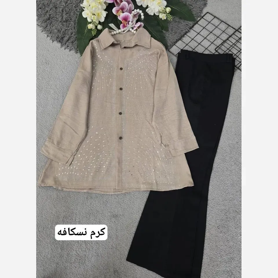 شومیز زنانه مدل سولماز جنس شانتون صوفیا سایز بزرگ فری سایز 38 تا 48
