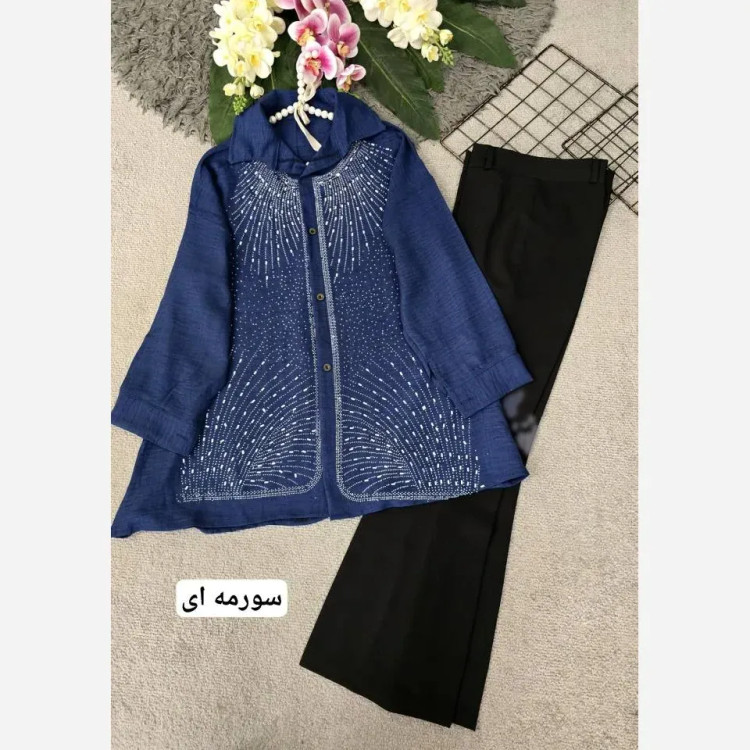 شومیز زنانه مدل سولماز جنس شانتون صوفیا سایز بزرگ فری سایز 38 تا 48