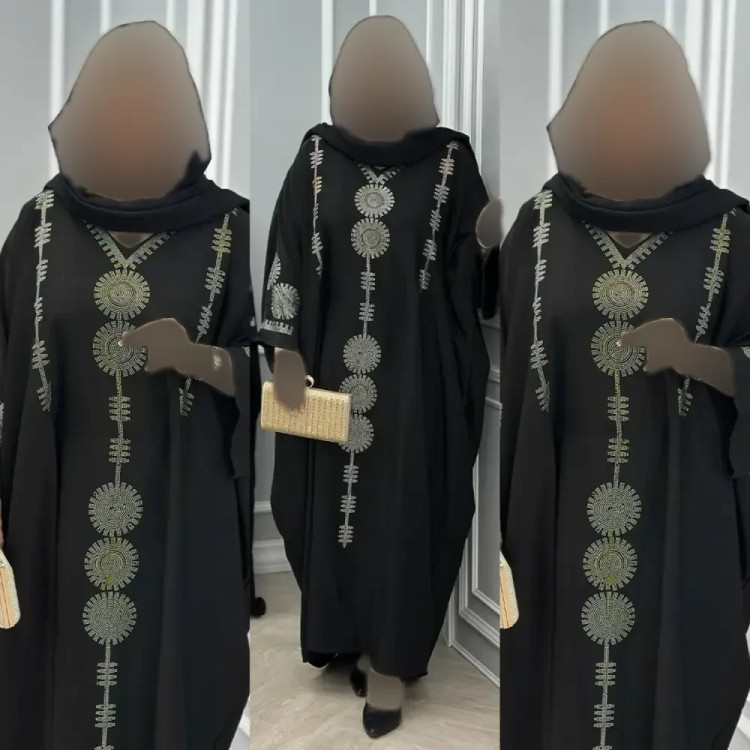 عبا خلیجی مشکی جنس الیزه فری سایز 38 تا 50 با بند تنظیم داخلی