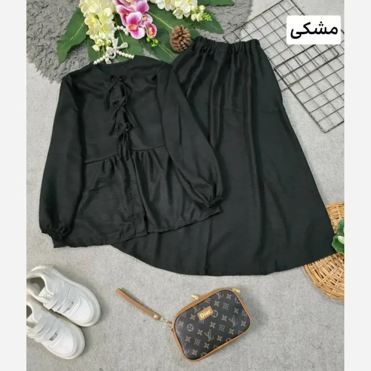 ست بلوز و دامن زنانه مدل پاپایا جنس شانتون فری سایز 36 تا 46