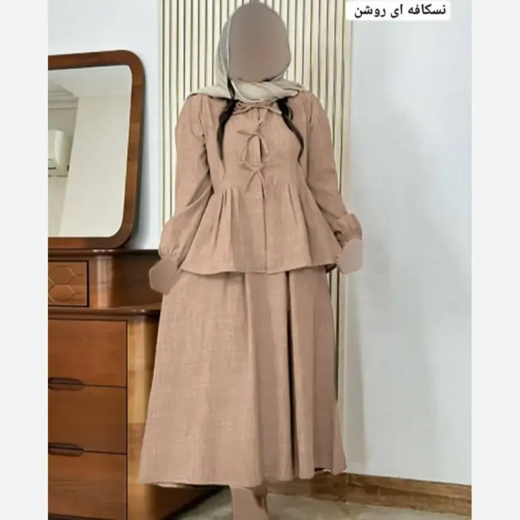 ست بلوز و دامن زنانه مدل پاپایا جنس شانتون فری سایز 36 تا 46