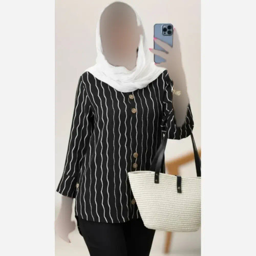 شومیز زنانه طرح مراکشی ابریشم فری سایز 36 تا 46 آستین پاگون دار