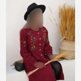 مانتو گلدوزی شده زنانه جنس شانتون مدل باران فری سایز بلند مجلسی و اداری