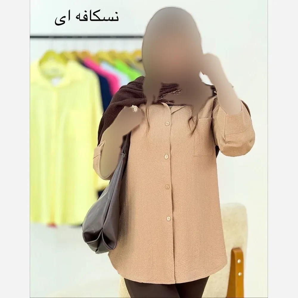 شومیز زنانه مدل شیرین جنس اطلسی پاستیلی فری سایز 38 تا 48