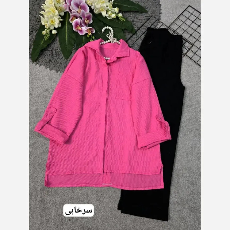 شومیز زنانه مدل شیرین جنس اطلسی پاستیلی فری سایز 38 تا 48