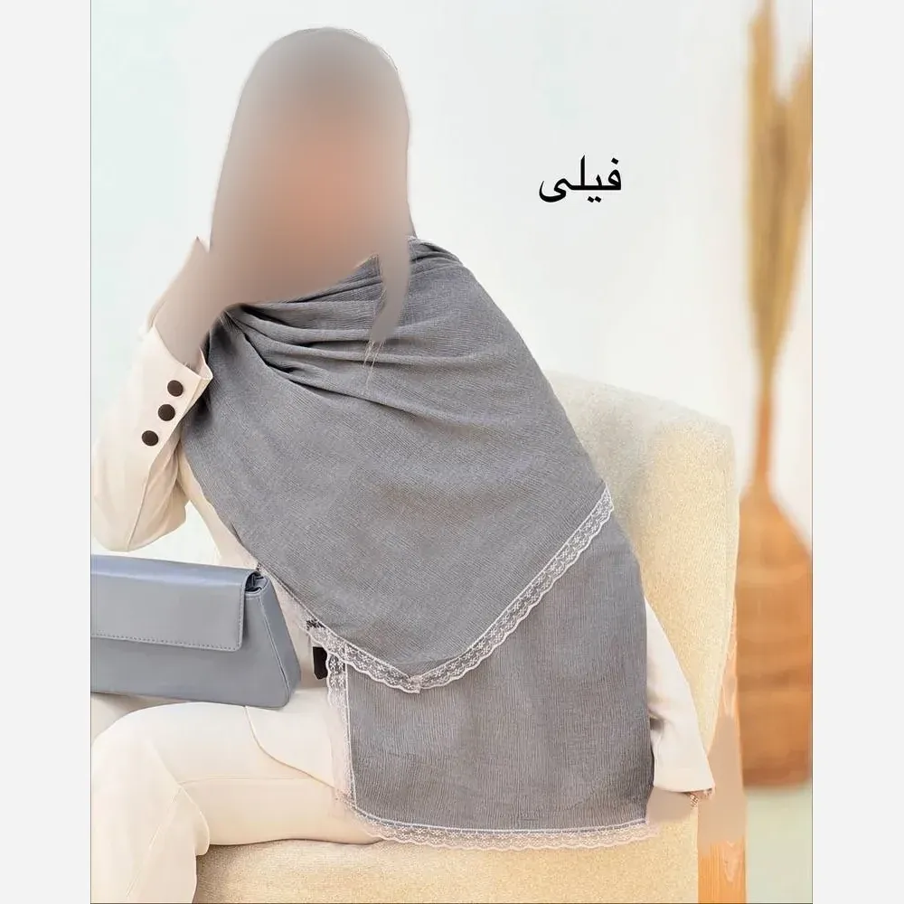 شال پلیسه لبه توری مجلسی قواره بزرگ ابعاد 180 در 75 سانتیمتر