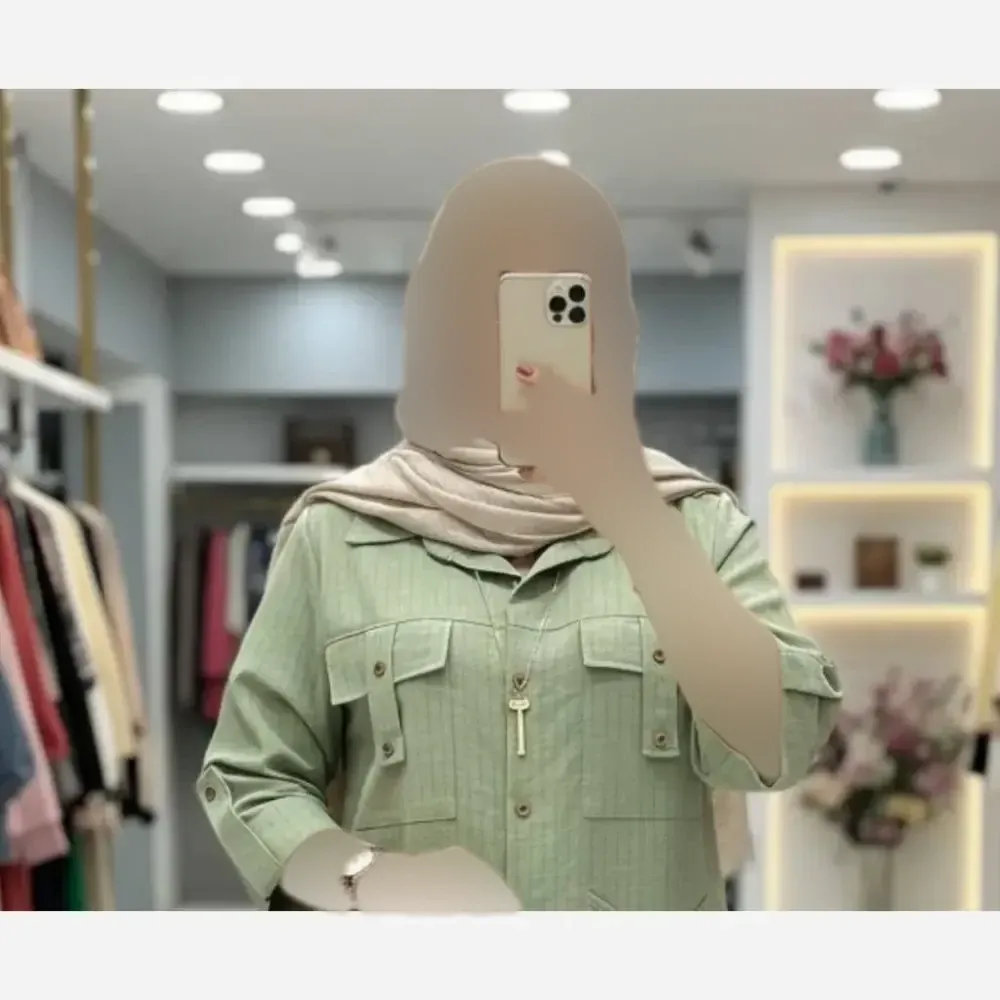 شومیز مانتویی زنانه مدل جیب صلیبی جنس شانتون دیپلمات