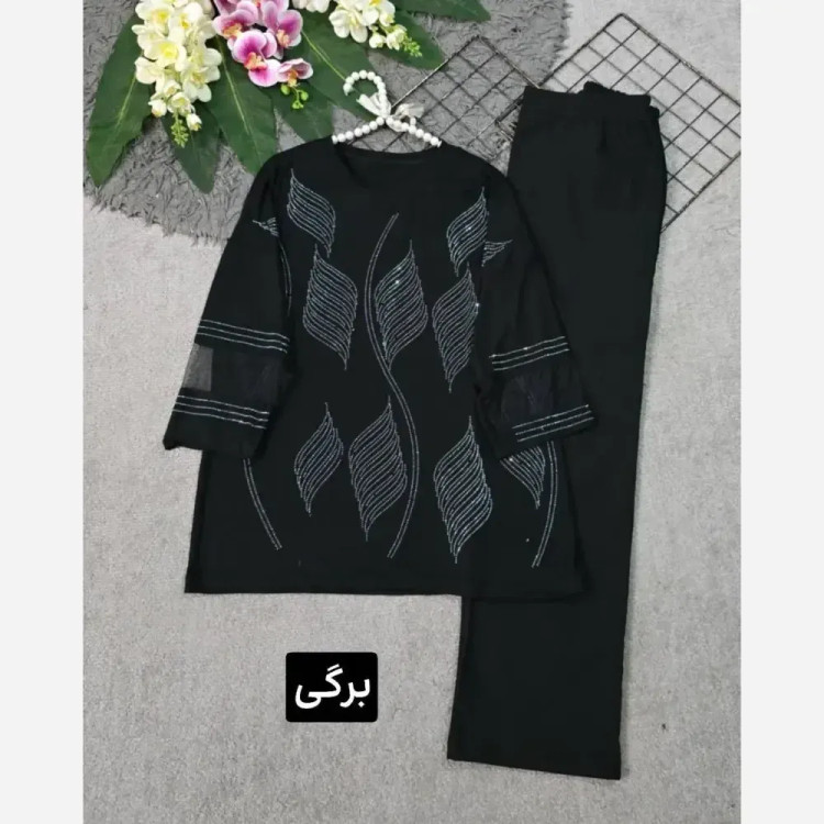 بلوز زنانه مجلسی ویسکوز نگین دار سایز فری 38 تا 48