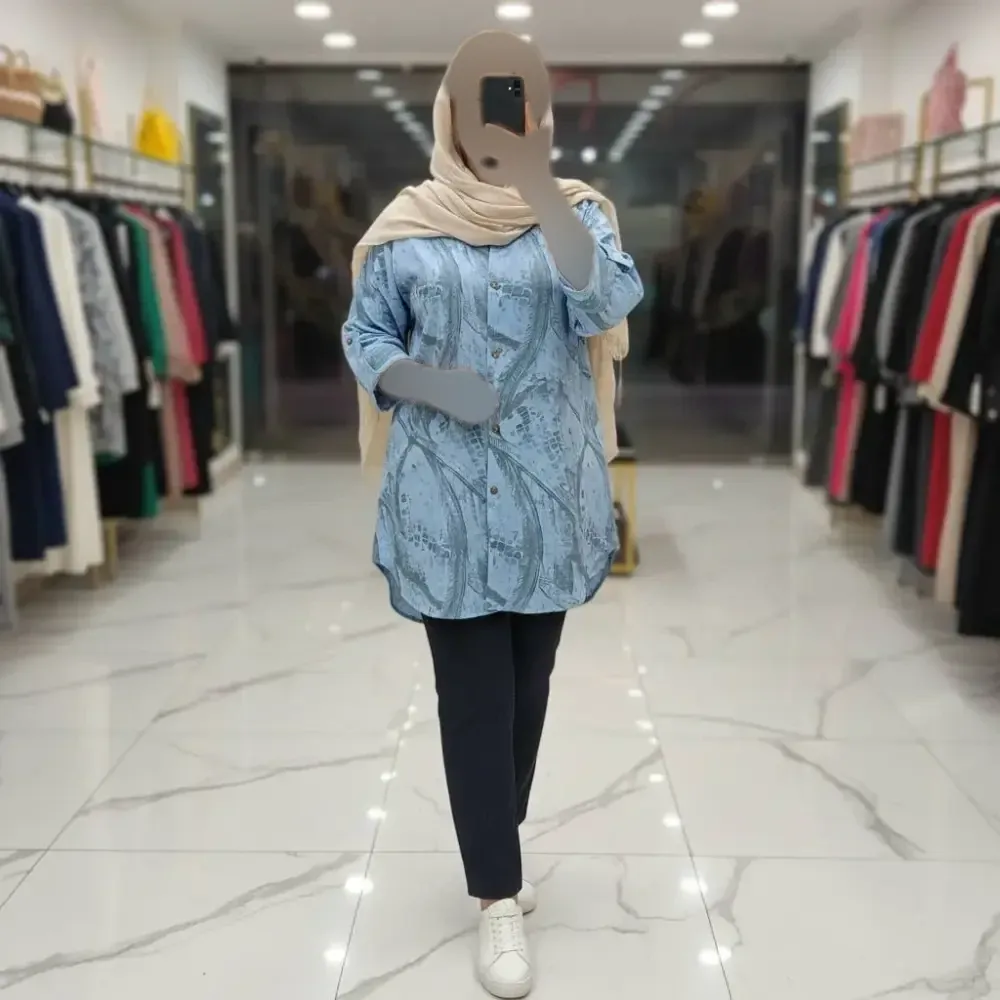 شومیز مانتویی زنانه مدل پرنیا جنس شانتون خنک در رنگبندی متنوع