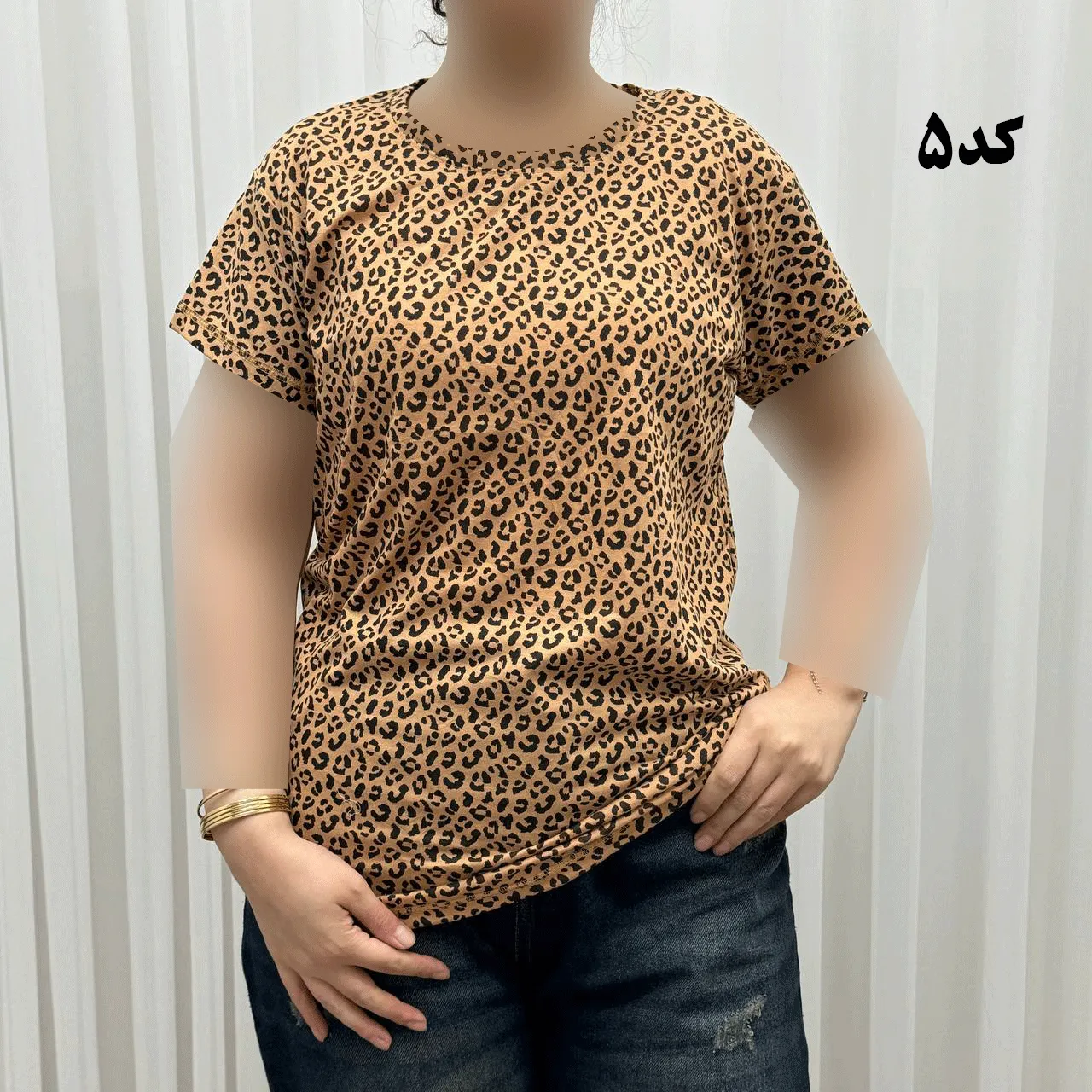 تیشرت پلنگی H&M سایزبندی کامل S تا XXXL آبرفت و رنگ رفت ندارد