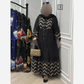 پیراهن زنانه مدل رونیا جنس الیزه رنگ مشکی سایز فری 38 تا 48