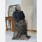 ست سه تیکه زنانه مدل ترلان جنس مازراتی و تور طرح پلنگی سایز فری 38 تا 46