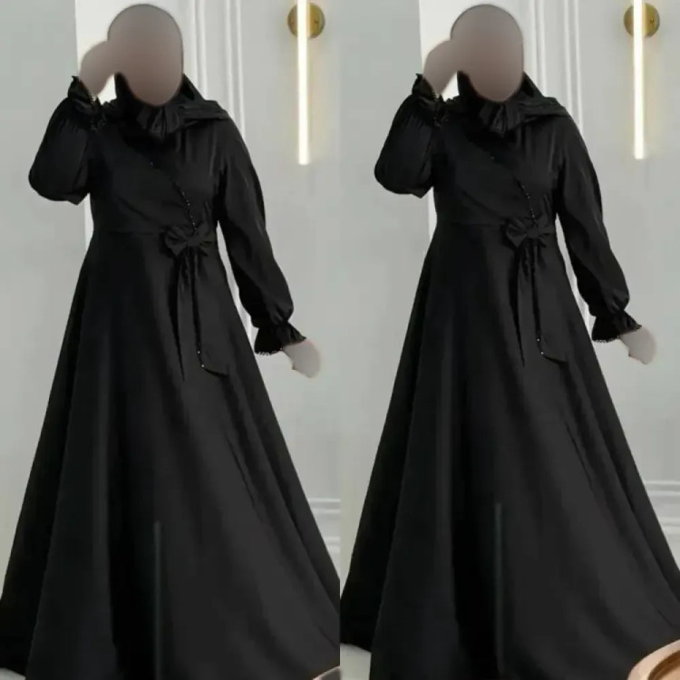 پیراهن زنانه مدل ریرا جنس الیزه پرچین فری سایز 38 تا 48 رنگ مشکی و نسکافه ای
