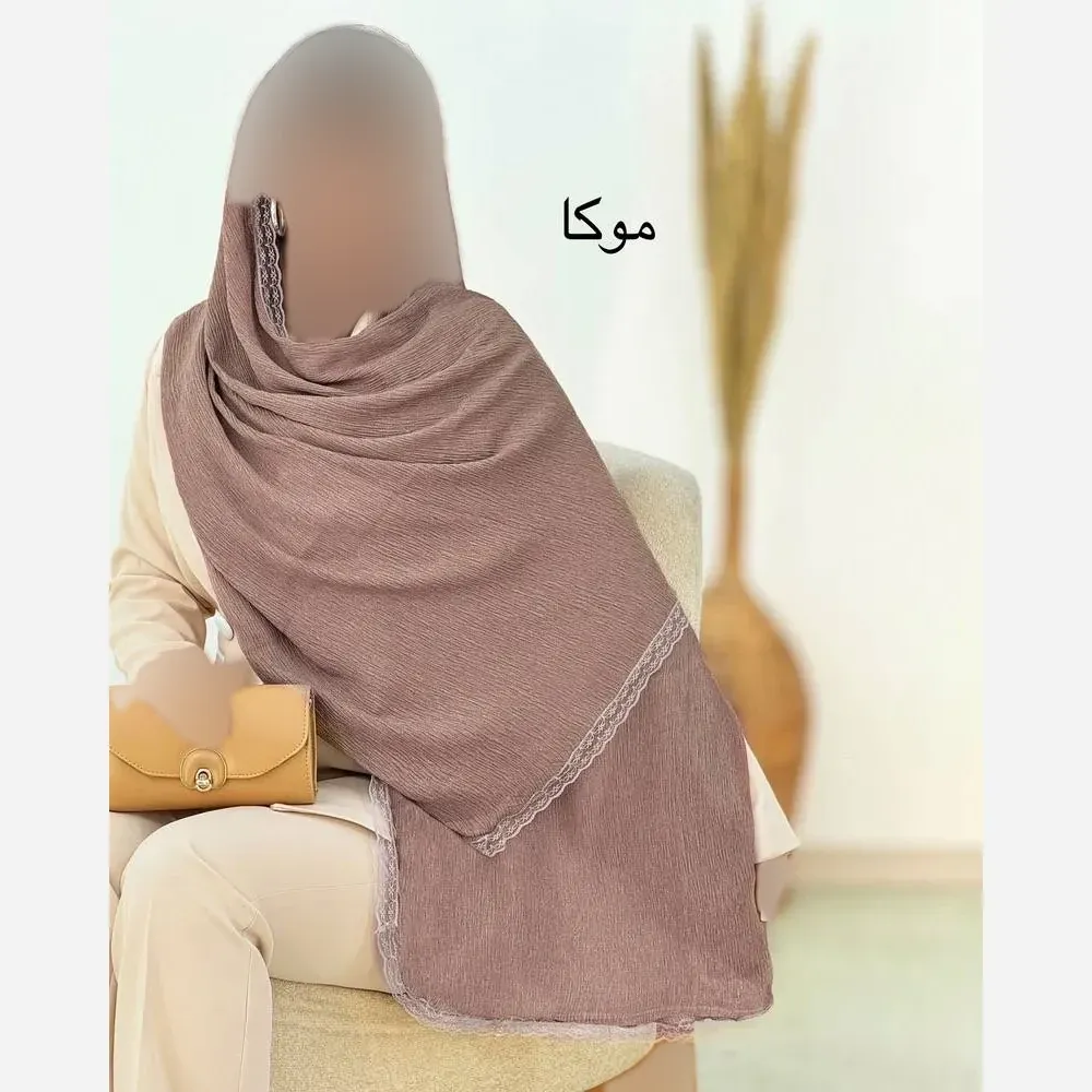 شال پلیسه لبه توری مجلسی قواره بزرگ ابعاد 180 در 75 سانتی متر