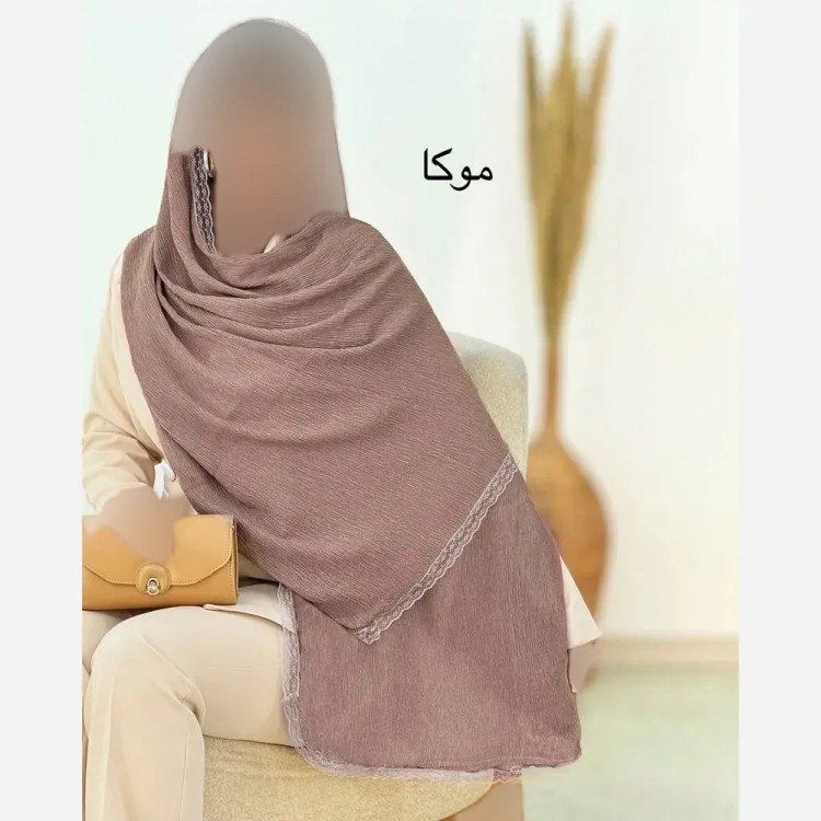 شال پلیسه لبه توری مجلسی قواره بزرگ ابعاد 180 در 75 سانتی متر