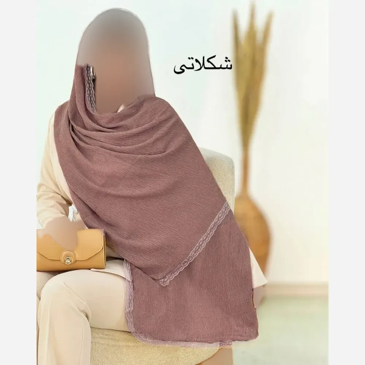 شال پلیسه لبه توری مجلسی قواره بزرگ ابعاد 180 در 75 سانتی متر