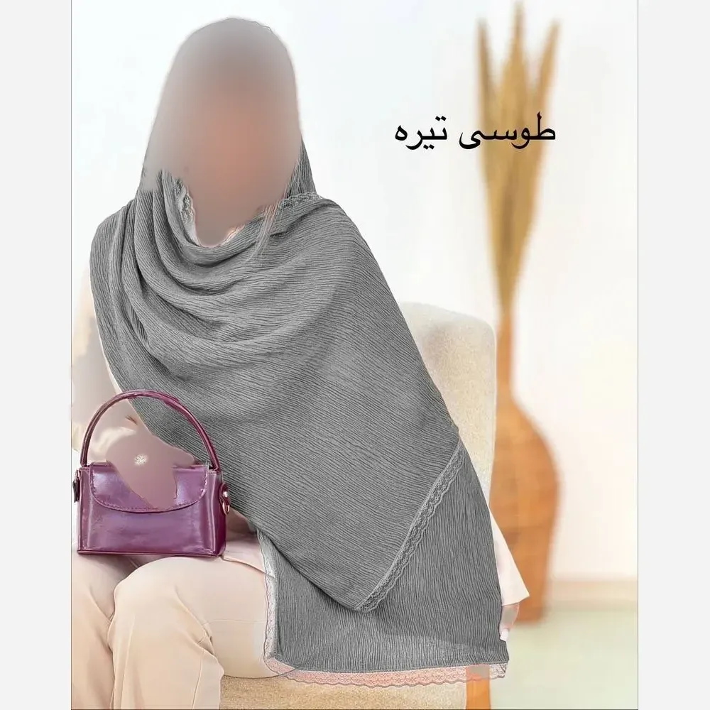شال پلیسه لبه توری مجلسی قواره بزرگ ابعاد 180 در 75 سانتی متر