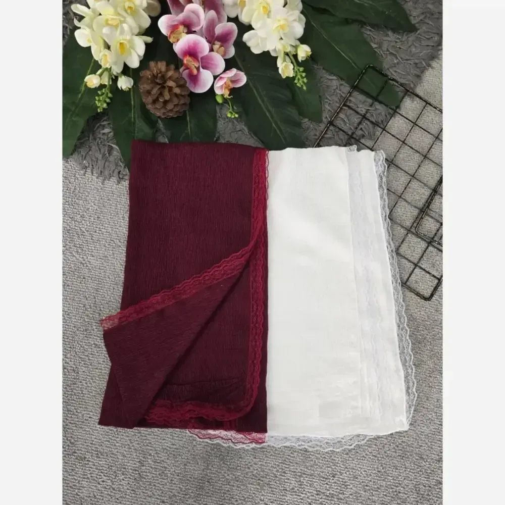 شال پلیسه لبه توری مجلسی قواره بزرگ ابعاد 180 در 75 سانتی متر