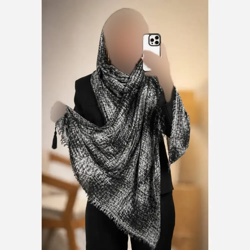 شال مینیاتور نخ سانسفور ضخیم قواره 75 در 182 بدون چروک و سر خوردن