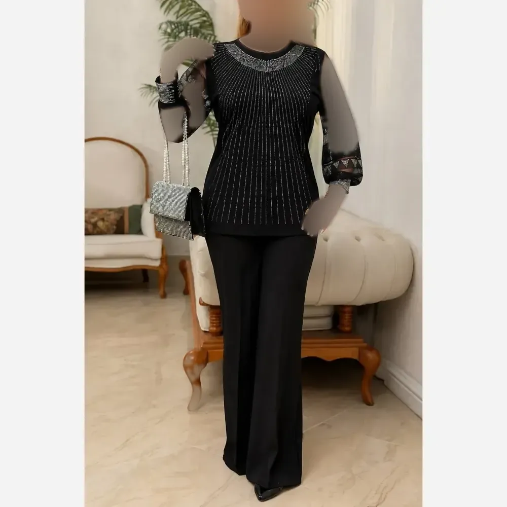 شومیز زنانه مجلسی مشکی جنس ویسکوز پنبه ای سایز بزرگ فری سایز 38 تا 50