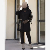 مانتو کتی زنانه مدل پروانه جنس مازراتی رنگ مشکی گلدوزی شده