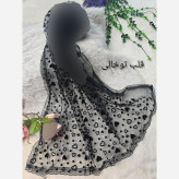 شال مجلسی تور حاشیه دانتل طرح مخمل سایز 65 در 170 سانتیمتر