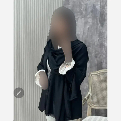 شال نخی پلیسه دور ریش ابعاد 180 در 67 سانتیمتر فری سایز