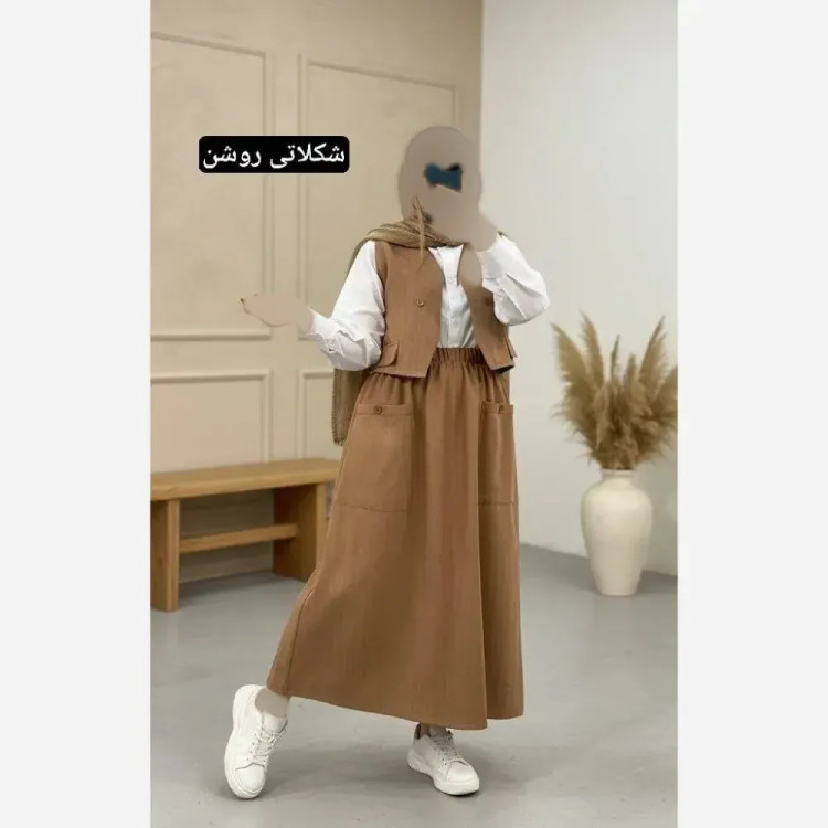 ست سه تیکه زنانه مدل ژینا جنس شانتون سایز فری 36 تا 46