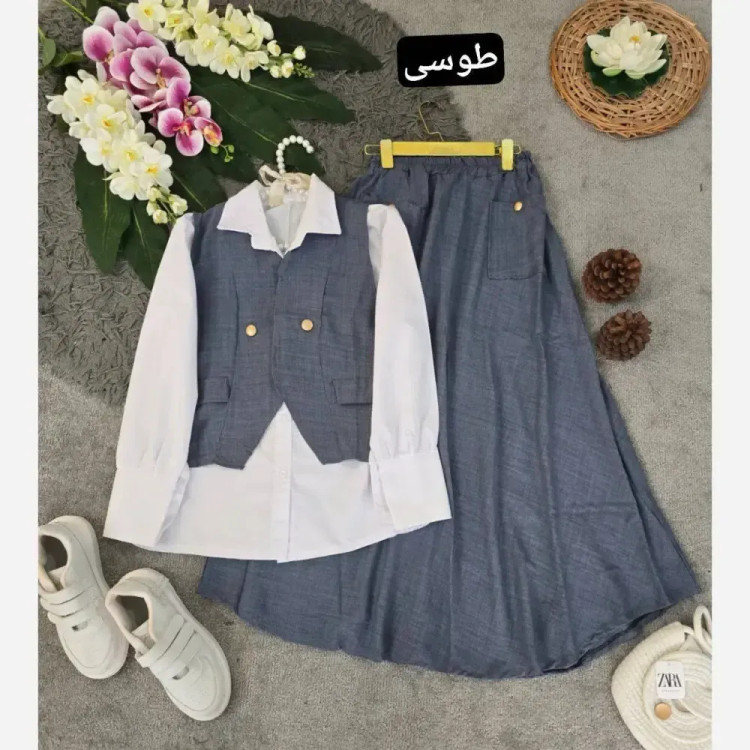 ست سه تیکه زنانه مدل ژینا جنس شانتون سایز فری 36 تا 46