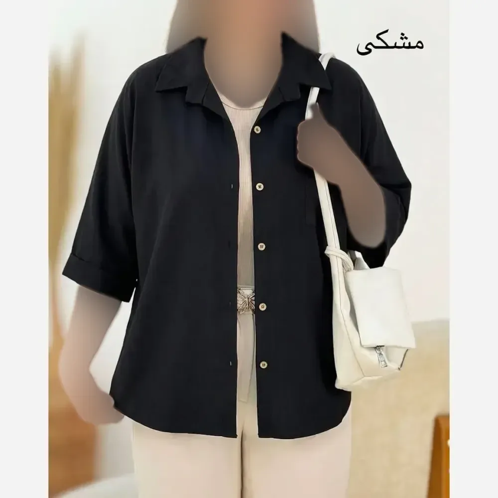 شومیز مجلسی مشکی مدل سارا جنس الیزه فری سایز 38 تا 48