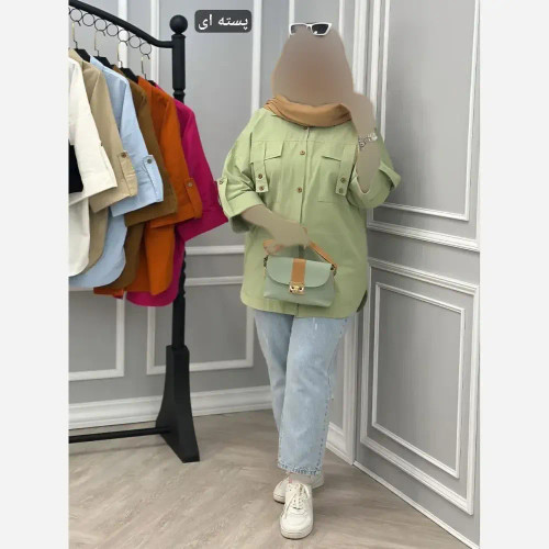 مانتو زنانه کتان لنین مدل جیب صلیب لمپارد فری سایز 36 تا 50