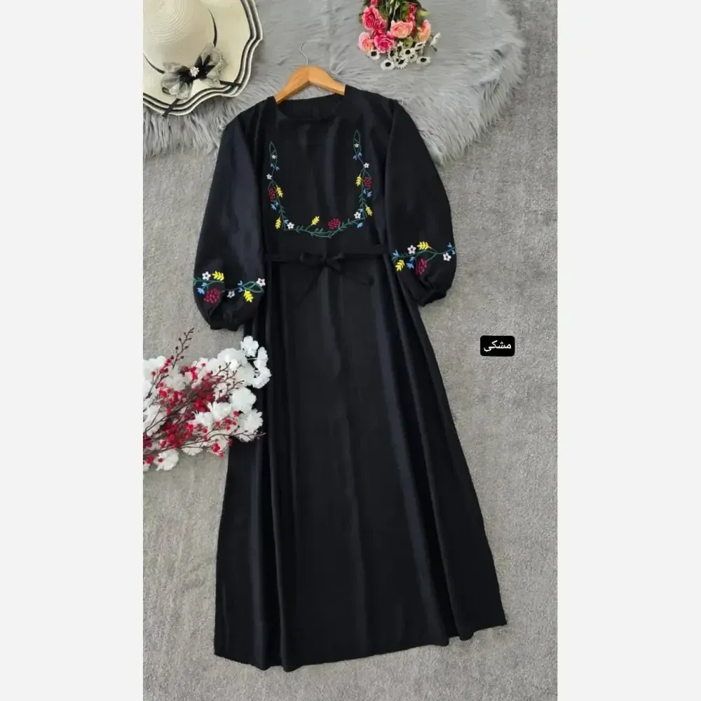 کفتان زنانه گلدوزی شده مدل گلبرگ جنس بابوس فری سایز