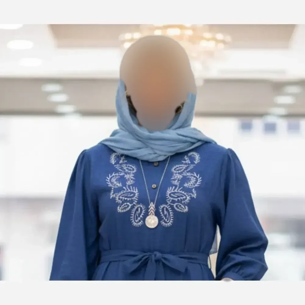 کفتان زنانه گلدوزی شده طرح ترمه جنس شانتون فری سایز بلند کد 7607