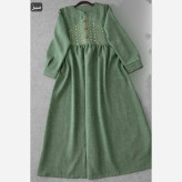 پیراهن زنانه شانتون نخ گلدوزی شده مدل نسیم فری سایز 36 تا 46