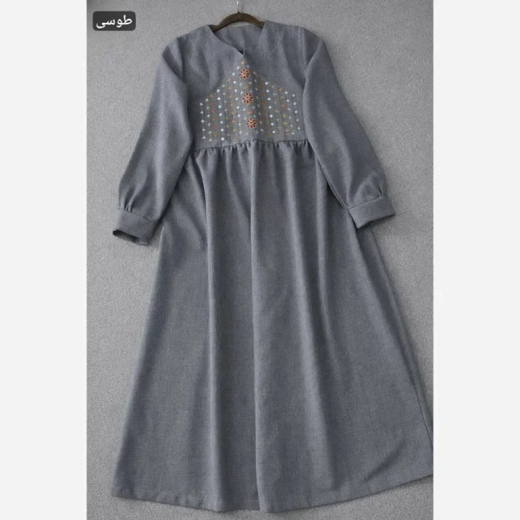 پیراهن زنانه شانتون نخ گلدوزی شده مدل نسیم فری سایز 36 تا 46