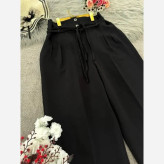 شلوار بگ زنانه پارچه مازراتی کمربنددار سایز بزرگ (38 تا 52)