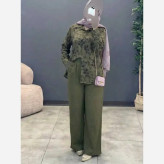 ست مانتو شلوار زنانه مدل ونوس جنس شانتون درجه یک سایز فری 38 تا 46