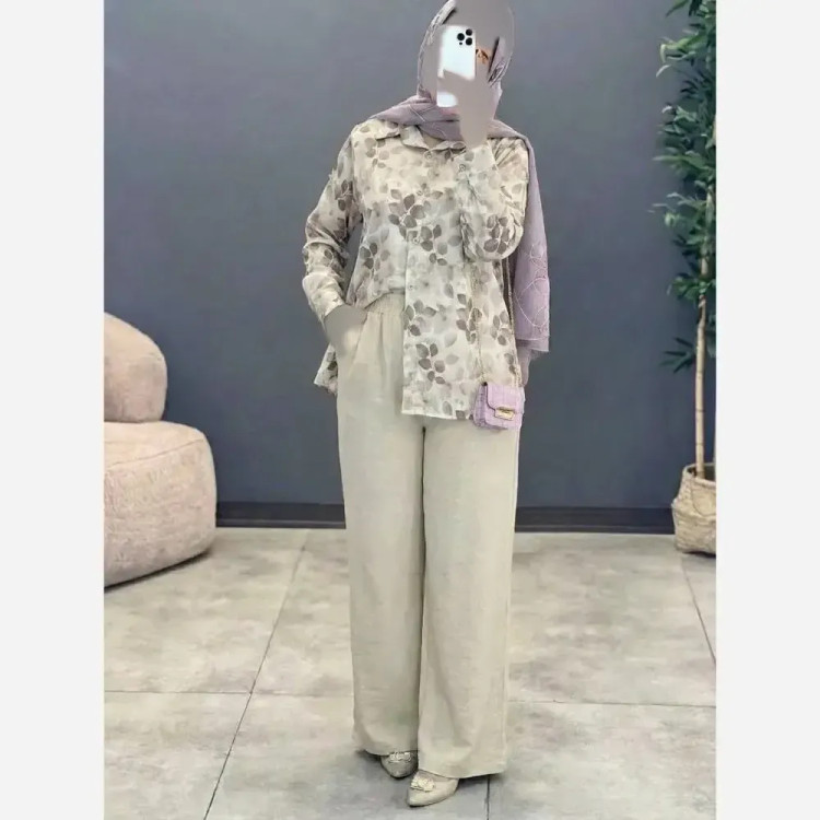 ست مانتو شلوار زنانه مدل ونوس جنس شانتون درجه یک سایز فری 38 تا 46