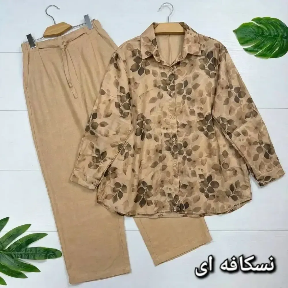 ست مانتو شلوار زنانه مدل ونوس جنس شانتون درجه یک سایز فری 38 تا 46