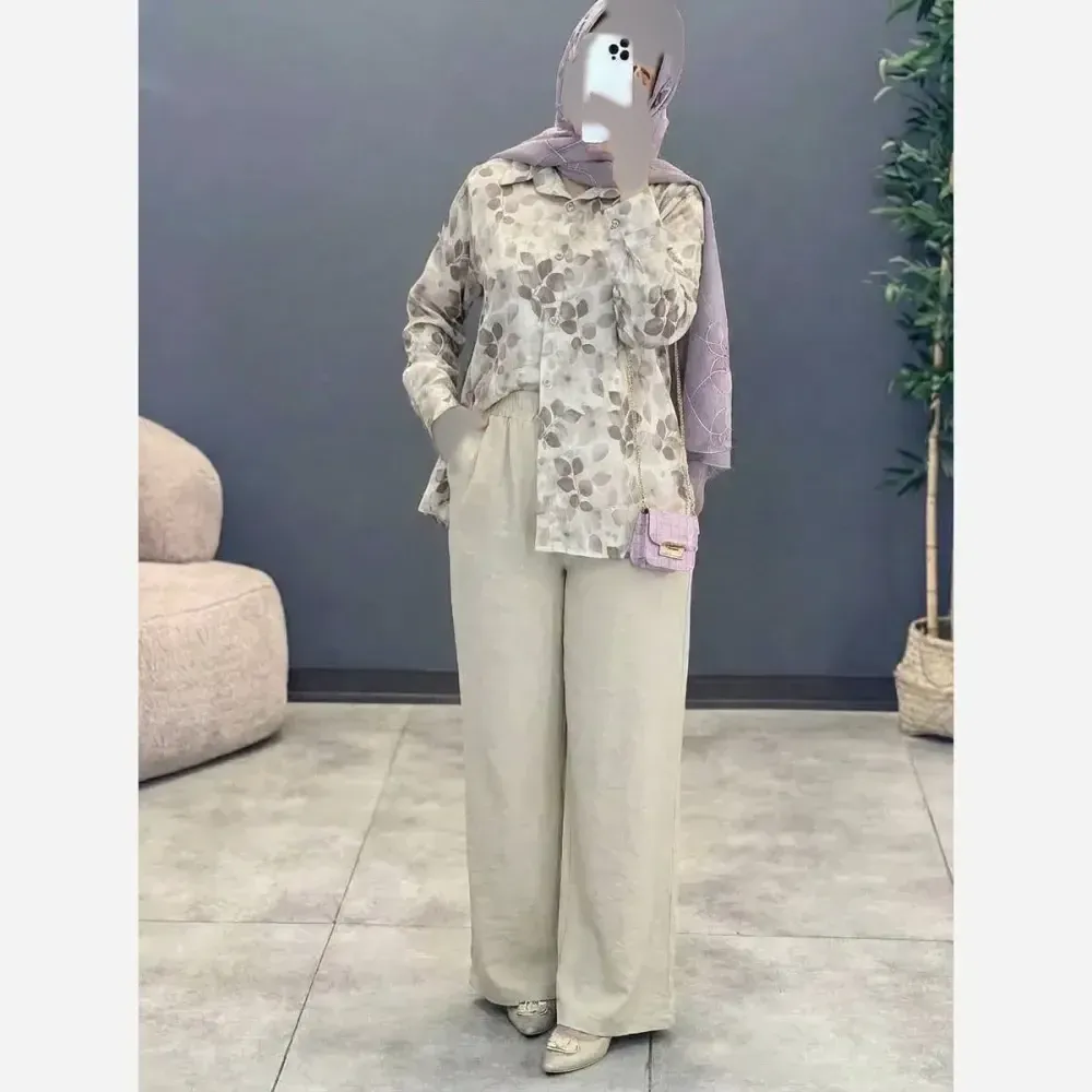 ست مانتو شلوار زنانه مدل ونوس جنس شانتون درجه یک سایز فری 38 تا 46