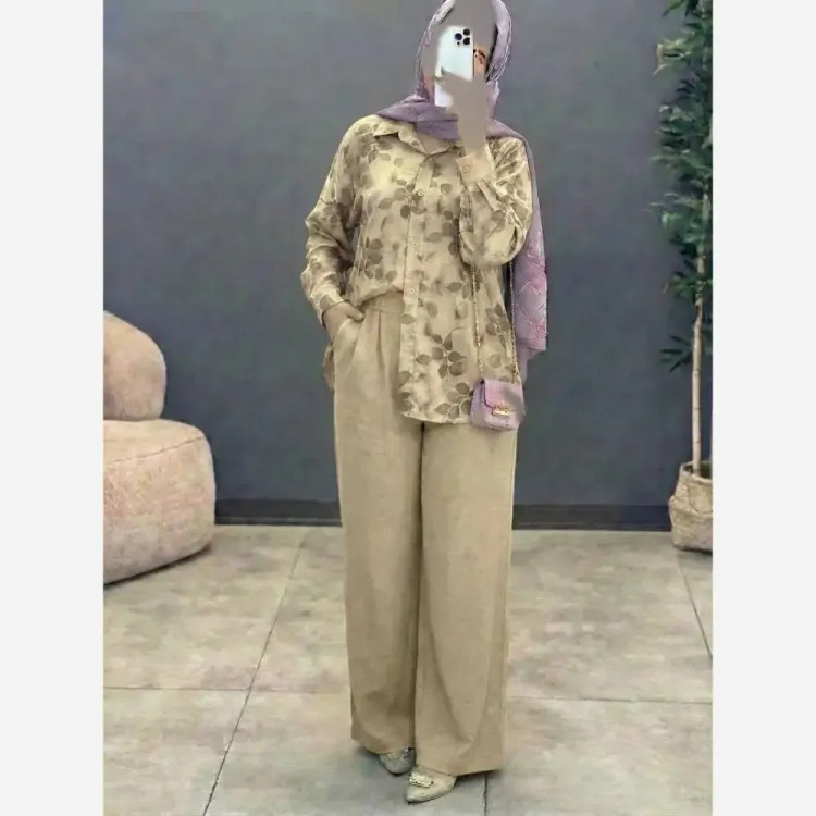 ست مانتو شلوار زنانه مدل ونوس جنس شانتون درجه یک سایز فری 38 تا 46