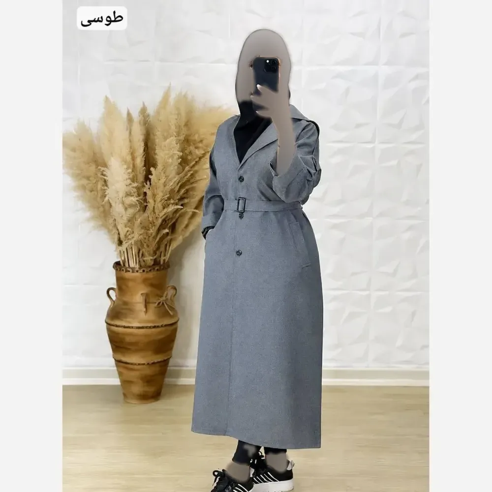 مانتو دانشجویی نانسی جنس پرشین مکانیک اعلا با کمربند و دکمه دار