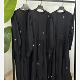 پیراهن زنانه مجلسی مدل ستاره جنس بوگاتی رنگ مشکی فری سایز 38 تا 46